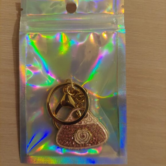 Pink Bling and Gold-tone Purse Key Chain /Bag Charm - Picture 1 of 3